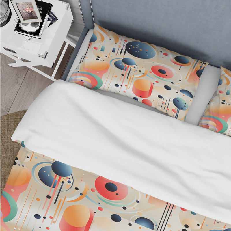 Literie Futurist Polka Nexus I, Housse de couette simple + 1 taie décorative stan