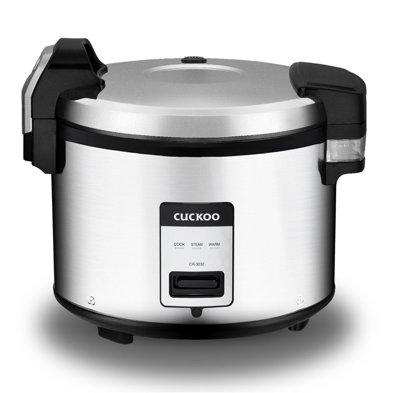 Cuiseur à riz et réchaud commercial CUCKoo, très grand cuiseur à riz 30 tasses non cuit / 60 tasses, cuiseur à grain industriel professionnel avec grande capacité, fonctionnement facile à une touche, argent (CR-3032)