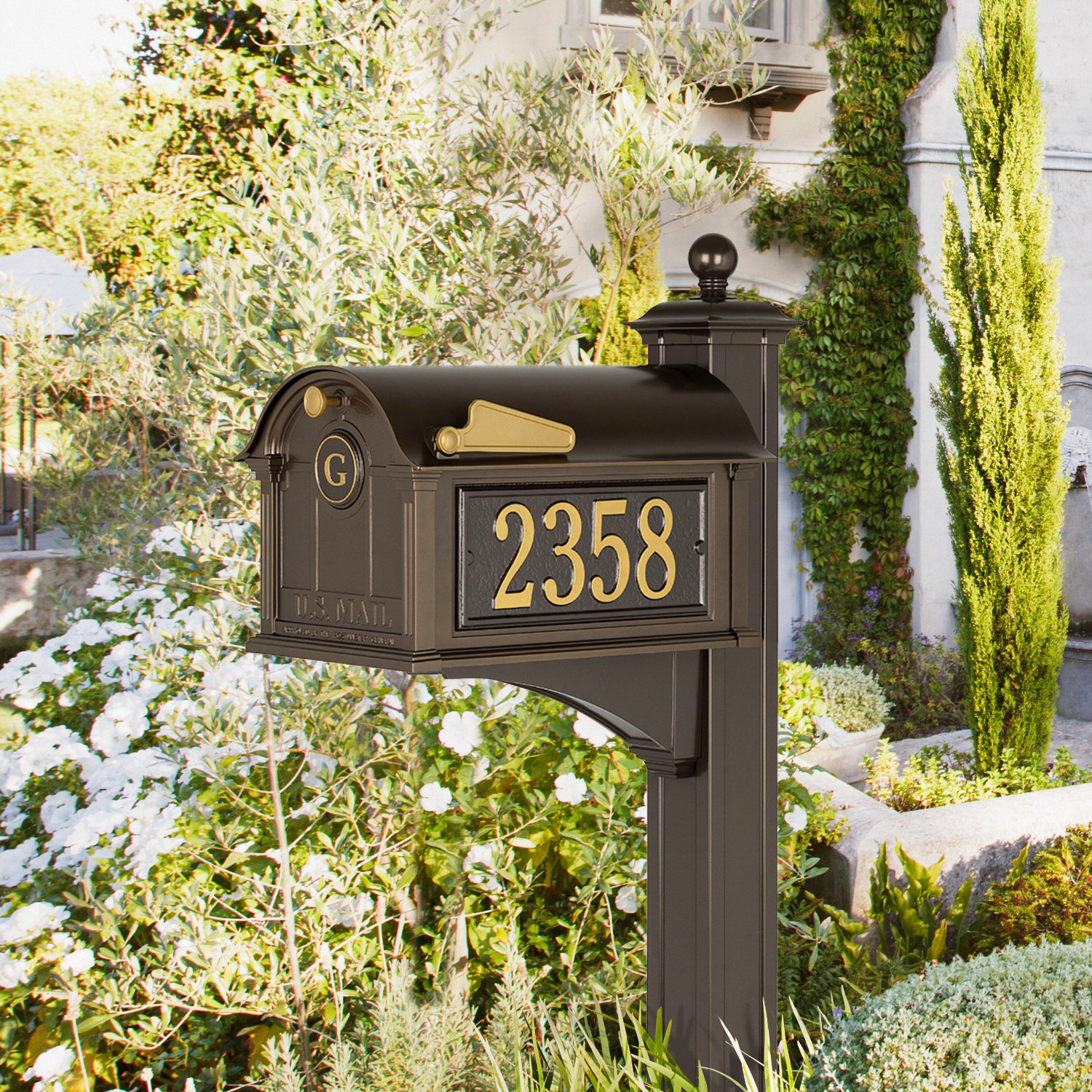 Balmoral Post-Mounted Mailbox, Yes, French Bronze