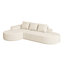 Chenille beige moderne - Canapé modulaire combiné avec coussins à haute résilience, lignes arrondies, coussin pour le confort, sans assemblage, rembourré incurvé pour chambre et salon, 3 sièges,-778936394