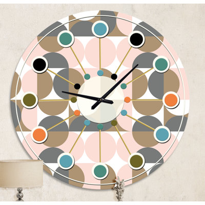 Circular Geometric Retro Abstract I - Mid-Century Modern wall clock