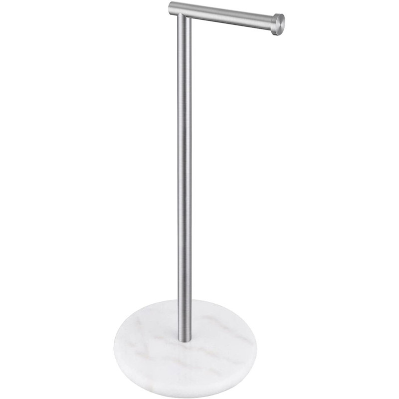 Porte-papier hygiénique avec base en marbre moderne, porte-papier hygiénique sur pied pour salle de bain, Argent