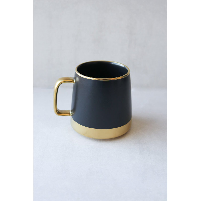 Coffee Mug - 15 oz, Black;White;Gold