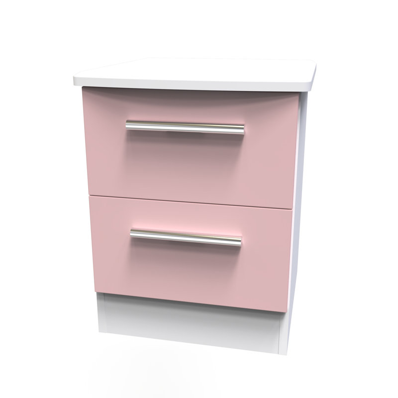Fully Assembled Yantarni 2 DrawerÂ Bedside Table, Pink