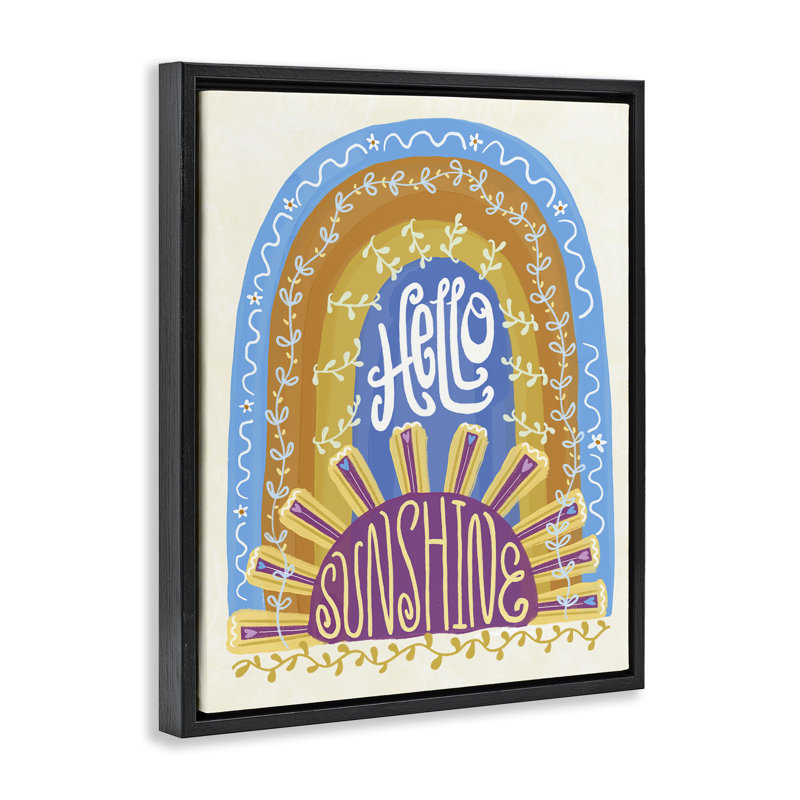 Cadre flottant Boho Hello Sunshine, design par Connie Summers, H 31 po x l 25 po, Cadre flottant noir de jais