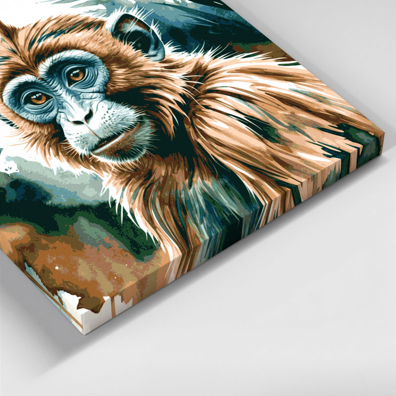 Wildlife Vervet Monkey White Canvas Wall Art