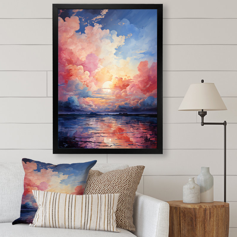 «Clouds Skys Canvas II», art mural paysage et nature, H 32 po x l 16 po x P 1 po, Cadre photo noir