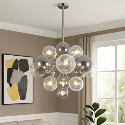 23.6" Modern Silver Bubble Molecular Chandelier