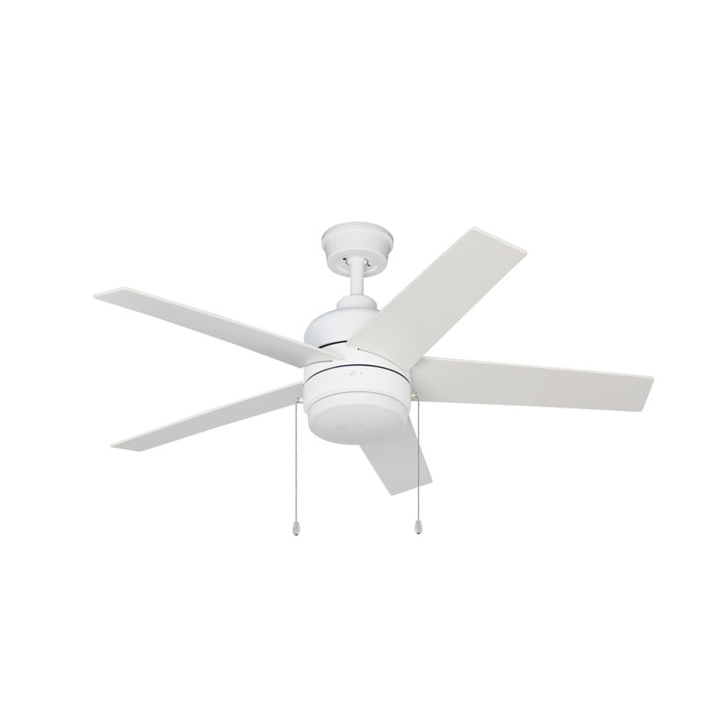 Madison 44 inch Indoor Ceiling Fan with LED Light Kit, White, White