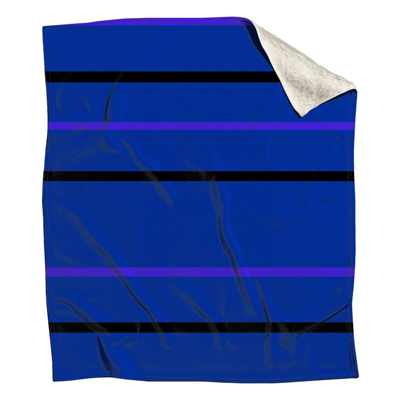 Couvertures à rayures bleues, mauves et noires, L 50 po x H 60 po