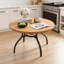 Table de salle à manger ronde pour l'intérieur et l'extérieur, table multifonctionnelle de style industriel moderne avec structure métallique robuste et plateau aspect bois rustique-1047448049-1047448050