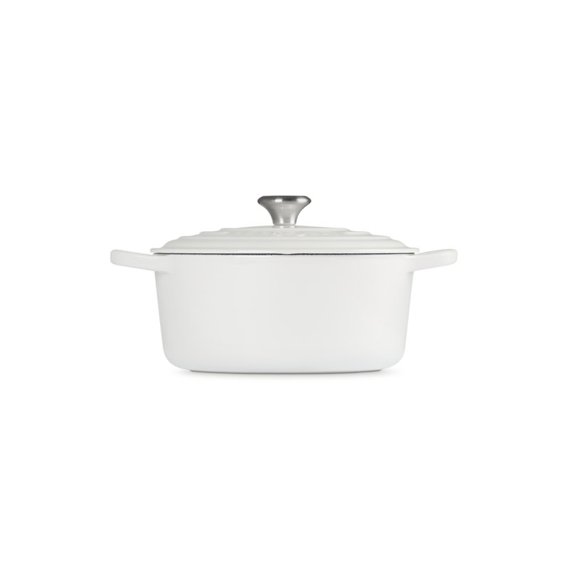 Le Creuset Signature Enameled Cast Iron Round Dutch Oven with Lid, White, 4.5 quarts