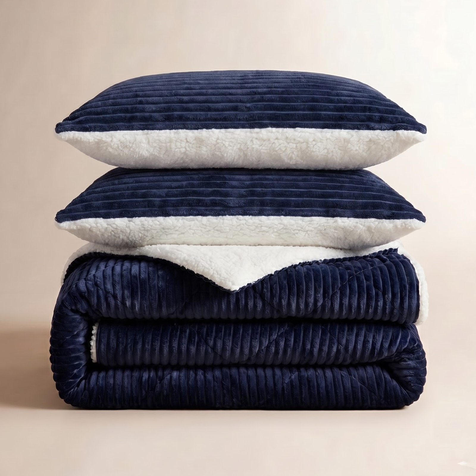 Everett Cotton Comforter Set, Queen Comforter + 2 Standard Shams, Navy