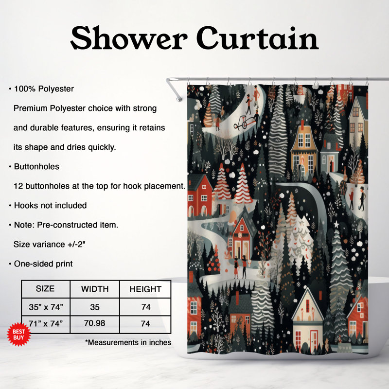Rideau de douche Candy Street - Premium, H 74 po x l 71 po