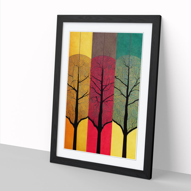 Tree Trio - Single Picture Frame Print, 64cm H x 46cm W x 2cm D, Walnut