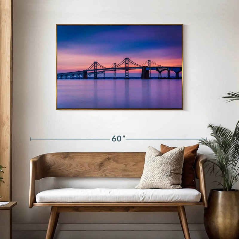 Majestic Chesapeake Bay Bridge, 19" X 13", Floating Frame Gold