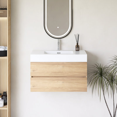 Meuble-lavabo mural 36 po avec lavabo à surface solide intégré