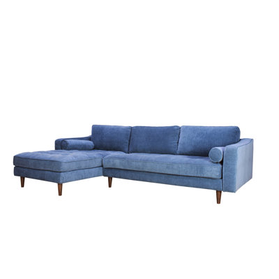 Blue Denim Sectional Makeup Chair - Upholstered, 105in Depth, 67in Width, 33in Height, 225lb Weight High
