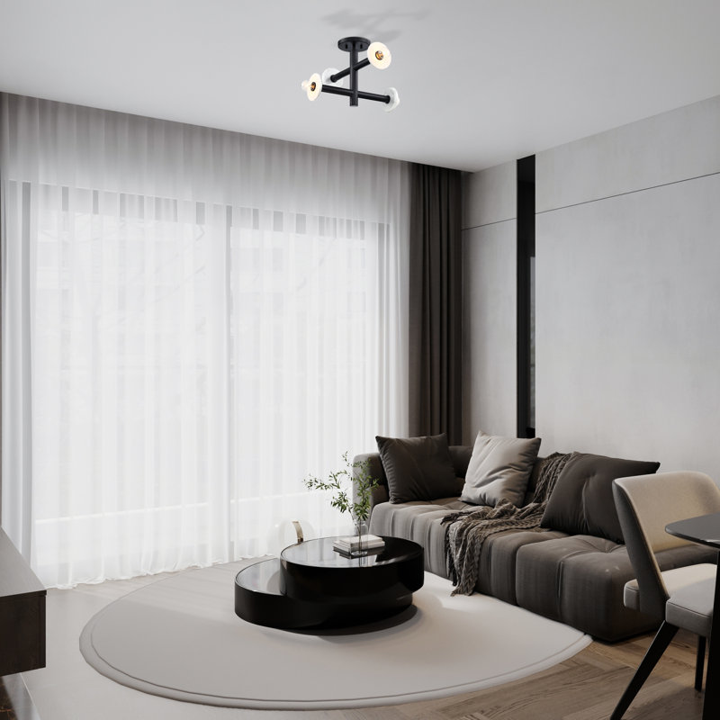 Wilfrid Semi Flush Mount, Matte Black