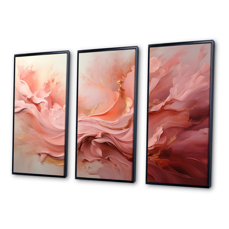 Merlemont - Ensemble d'art mural spirales abstraites, H 28 po x l 36 po x P 1 po, Cadre flottant noir