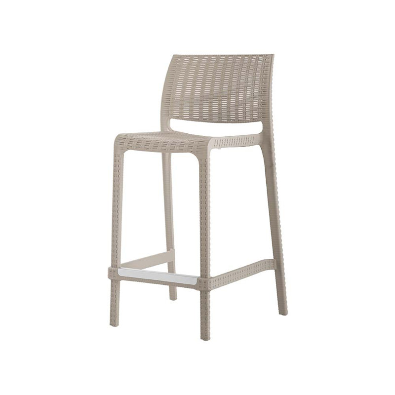 Nenko 25.6"H Resin Low Back Counter Stool, Taupe