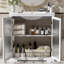 Meuble-lavabo moderne 30 po avec lavabo en céramique et verre trempé givré-1768648459