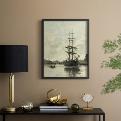 Reproduction encadrée XLI Vintage Nautical Print - bois massif