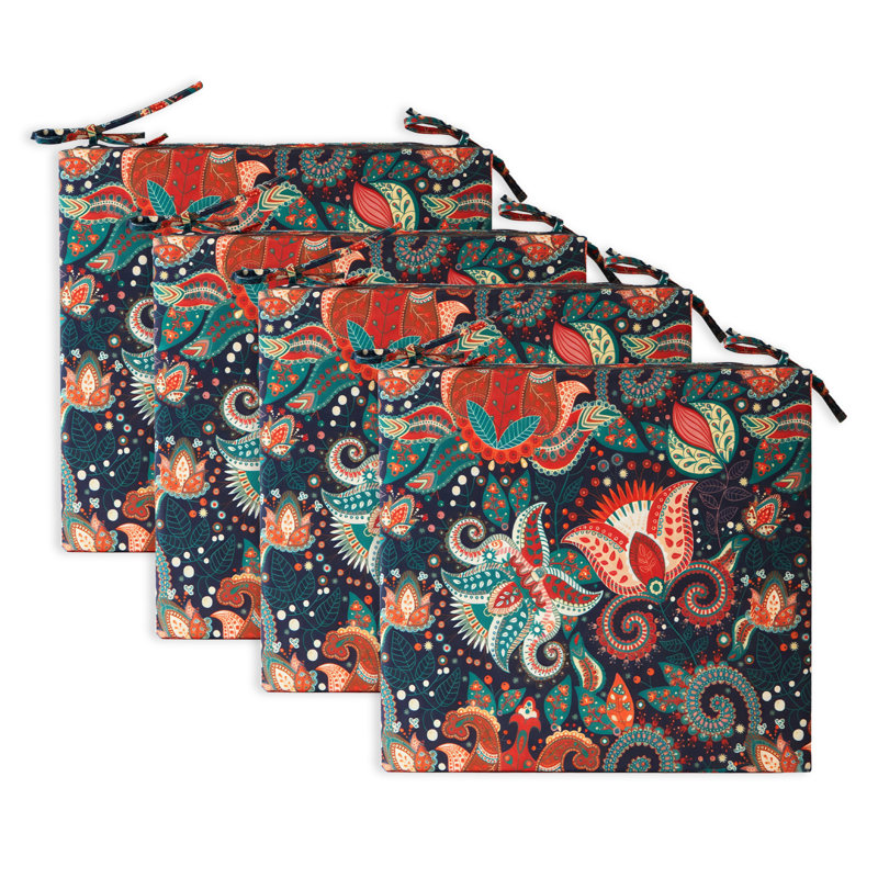 3" H Water-Resistant Outdoor Seat Cushion, Paisley