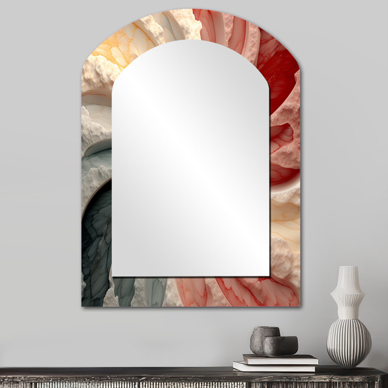 Mid-Century New Balance Abstract Geometrics IV - Mid-Century Modern Asymmetric Large Mirror, Modern Arch, 34 po x 25 po