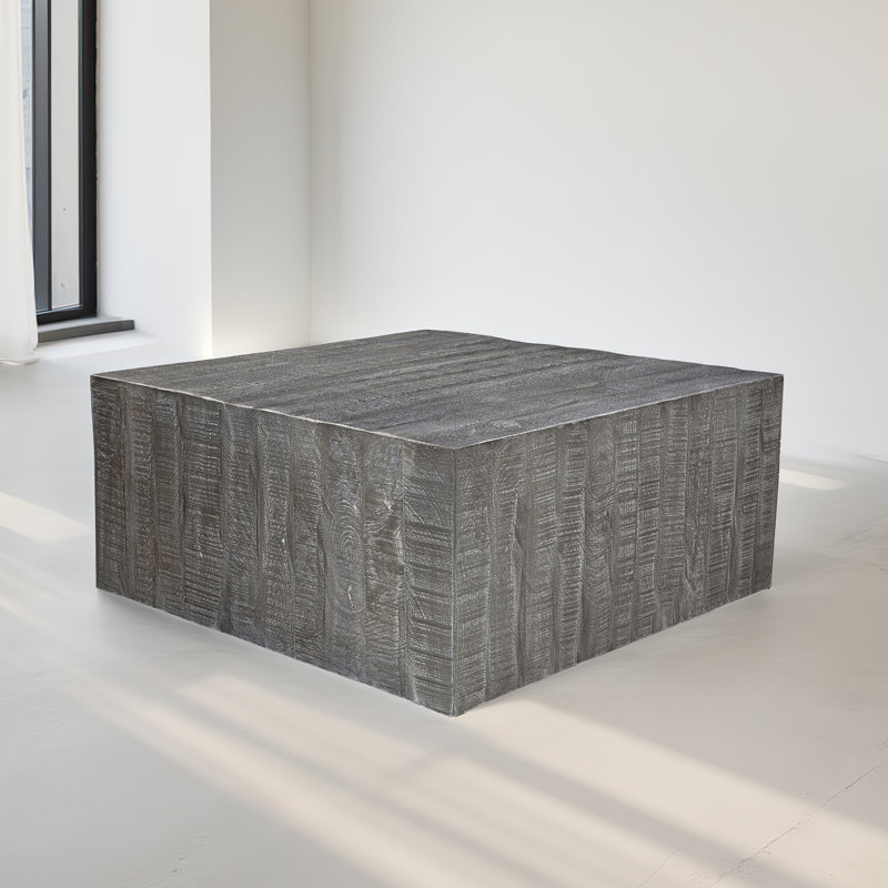 Dalkeith Coffee Table | 33 Inch Square Block Top | Sandblasted Grey Mango Wood