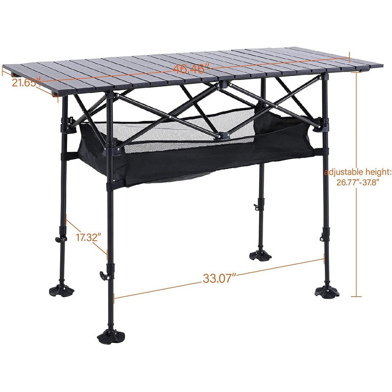 Table de camping d'extérieur rectangulaire L 21,65 po x l 46,46 po Seekha