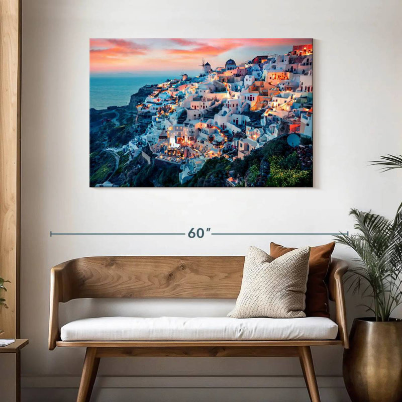 Hannes, célèbre village d'Oia, H 30 po x l 45 po