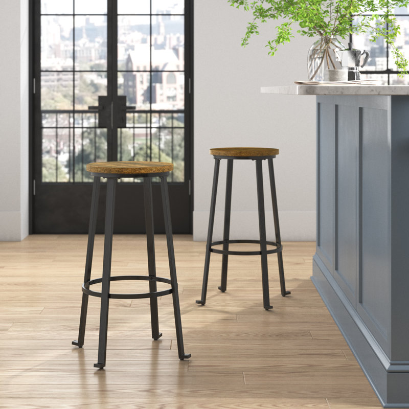 Tabourets de bar sans dossier Khadijah, Tabouret de comptoir (siège d’une hauteur de 24, Brun rustique