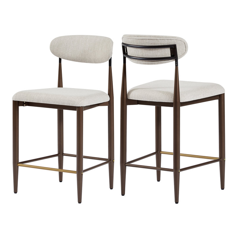 Tabourets de comptoir rembourrés modernes Sloane, Beige / or / beige / polyester