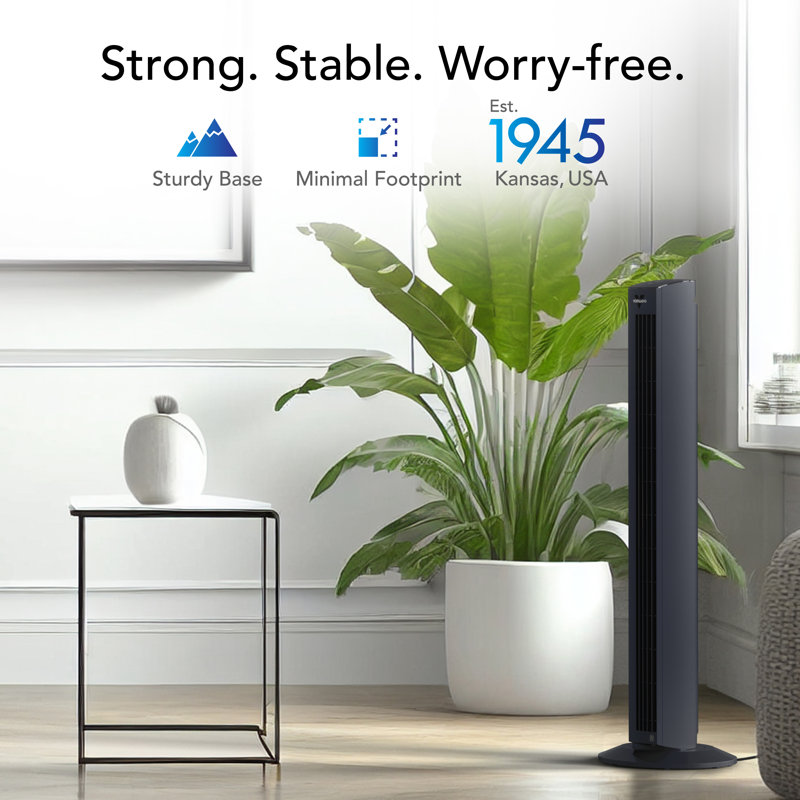 OZI42DC 42 in. Variable Fan Speeds Tower Fan in Black with 1164 ft. Per Min Air Flow