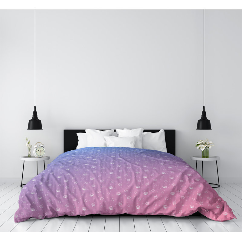 Housse de couette Katelyn Elizabeth, Housse de couette pour très grand lit, Microfibre, Bleu / Rose