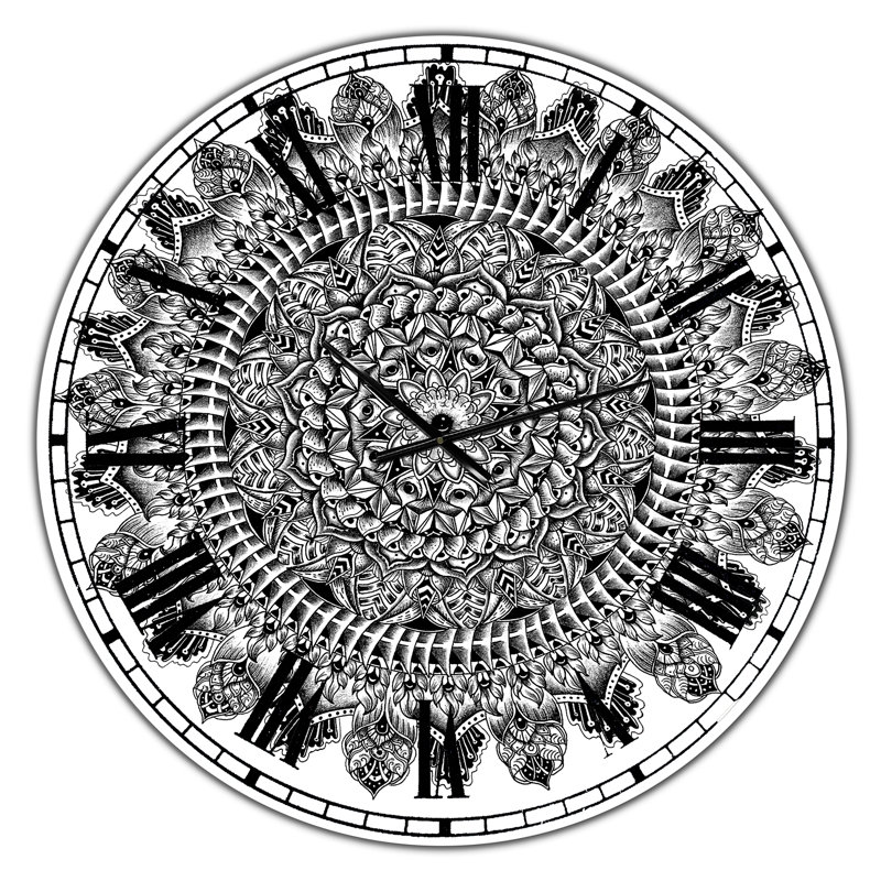 Mandala - grande horloge murale traditionnelle, Moyen