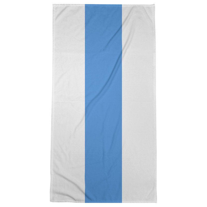 Cotton Blend Beach Towel, White/Blue