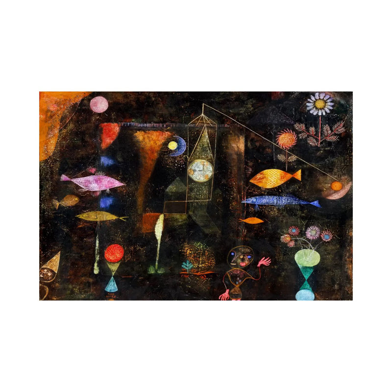 «Fish Magic, 1925» par Paul Klee - reproduction d'art, Toile tendue, H 12 po x l 18 po x 1,5 po