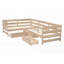 Lit plateforme simple en forme de L avec 3 tiroirs de rangement, naturel (aucun sommier requis, robuste et durable)-458773771