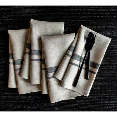 French Stripe - 100% Pure Linen Dinner Napkins
