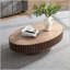 Table basse fabriquée à la main Ellipse, base robuste en piédestal de 43,7 pouces, panneau de fibres à densité moyenne pour le salon-694246925