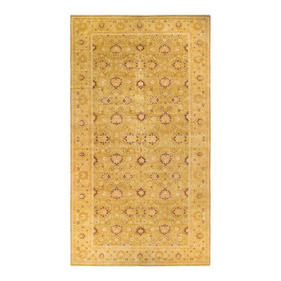 Tapis unique noué à la main Keenan - lime, 10 pi 2 po x 19 pi 2 po