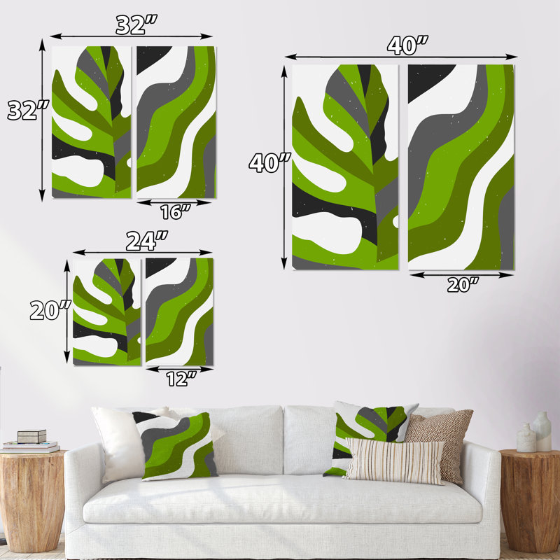 «Retro 70S Abstract Colorful Geometric Designs I», ensemble de 2 reproductions, H 32 po x l 32 po x P 1 po, Toile tendue