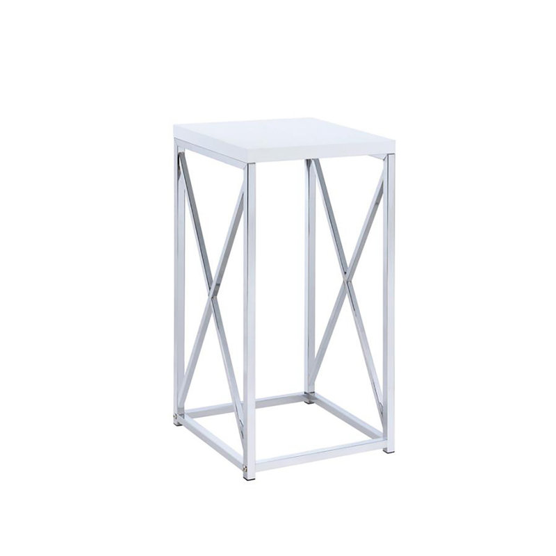 Florentin 29.25'' Tall End Table in Glossy White and Chrome