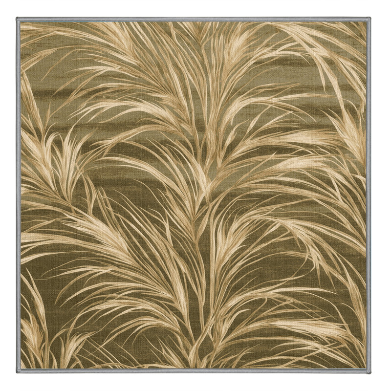Tapis botanique brun lavable à la machine, Carré 6 pi