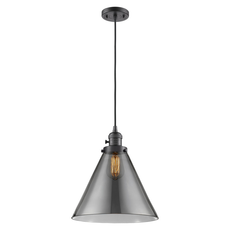 Luminaire suspendu en forme de globe à 1 lumière Anisley, H 14,13 po x l 12 po x P 12 po, Plaqué couleur fumée