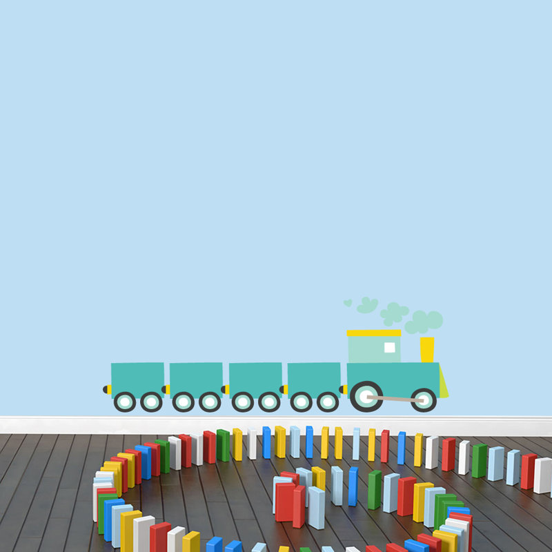 Décalcomanie murale train choo choo, Bleu