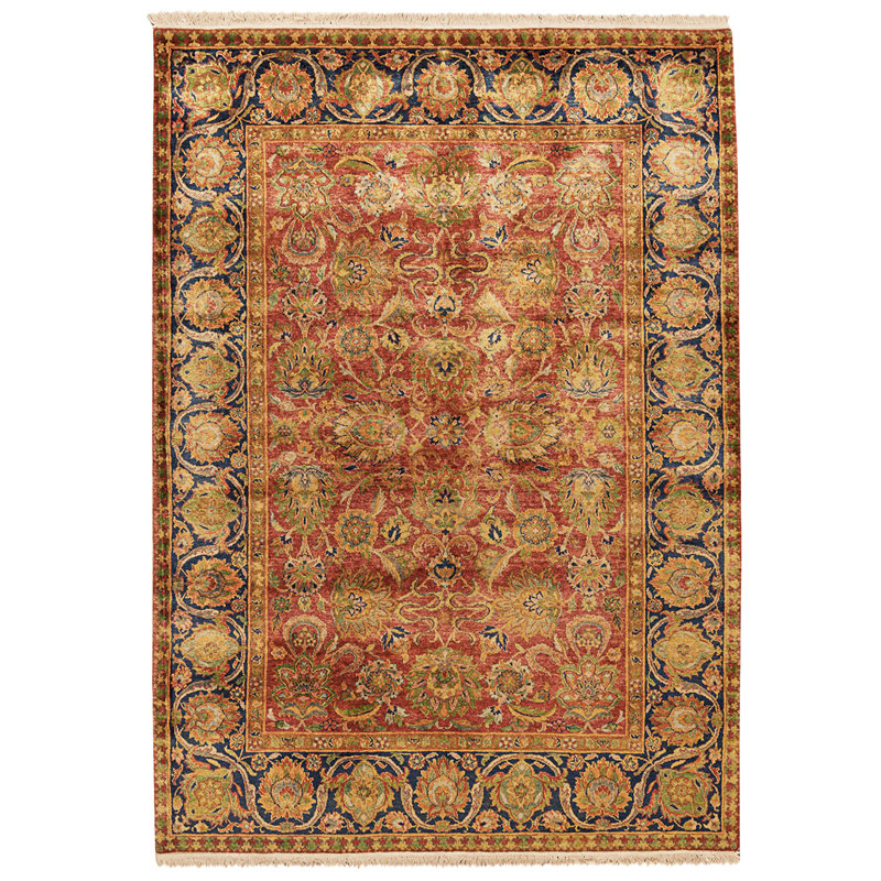 High-Quality Hand-Knotted Red And Blue Area Rug
