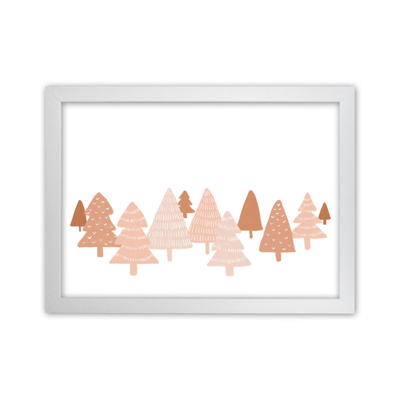 Blush Winter Trees By Orara - Print, White Framed, 46cm H x 34cm W x 3cm D